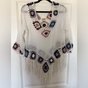 Listicle Multicolor Crochet Poncho